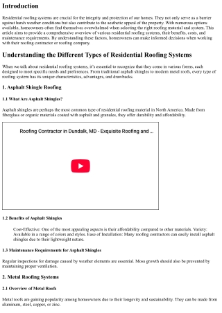 “Understanding the Different Types of Residential Roofing Systems”