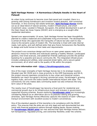 Spiti Heritage Homes – A Harmonious Lifestyle Awaits in the Heart of Pataudi