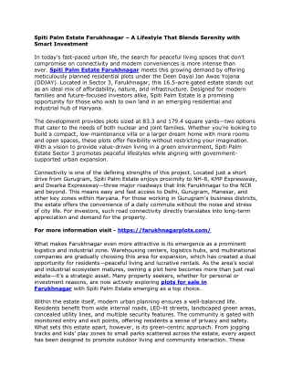 Spiti Palm Estate Farukhnagar – A Lifestyle That Blends Serenity with Smart Investment