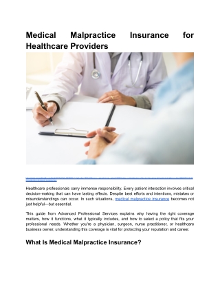 BLOG 1 _ Month 1 _ Medical Malpractice Insurance for Healthcare Providers