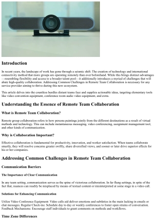 Addressing Common Challenges in Remote Team Collaboration