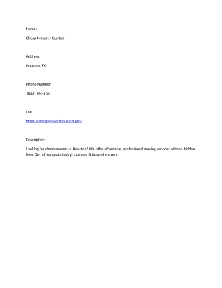 Cheap Movers Houston