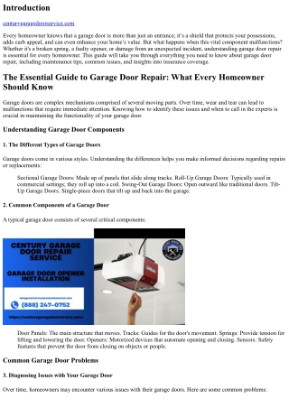 The Essential Guide to Garage Door Repair: What Every Homeowner Should Know