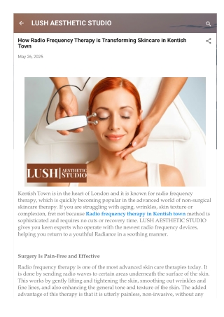 How Radio Frequency Therapy is Transforming Skincare in Kentish Town