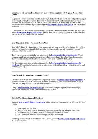 best organic diaper rash cream