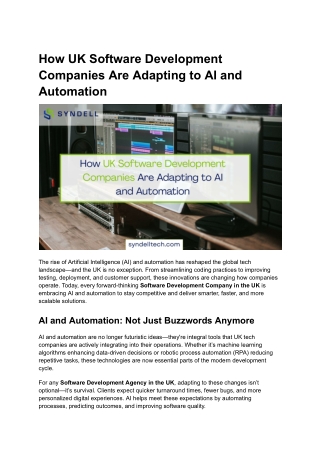 How UK Software Development Companies Are Adapting to AI and Automation