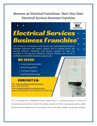 Become an Electrical Franchisee Start Your Own Electrical Services Business Franchise