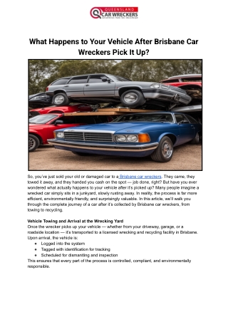 What Happens to Your Vehicle After Brisbane Car Wreckers Pick It Up_