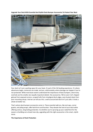 Dock Bumper Accessories