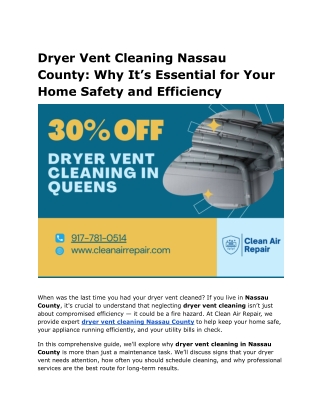Dryer Vent Cleaning Nassau County