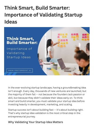 Think Smart, Build Smarter Importance of Validating Startup Ideas