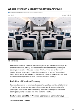 What Is Premium Economy On British Airways