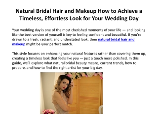 Natural Bridal Hair and Makeup How to Achieve