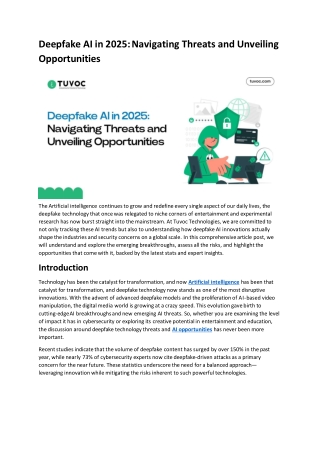 Deepfake AI in 2025: Navigating Threats and Unveiling Opportunities