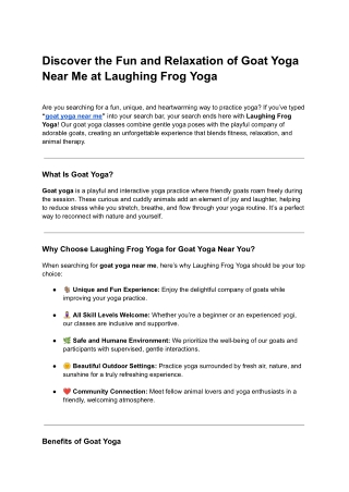 Discover the Fun and Relaxation of Goat Yoga Near Me at Laughing Frog Yoga