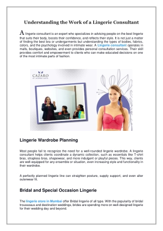 Understanding the Work of a Lingerie Consultant