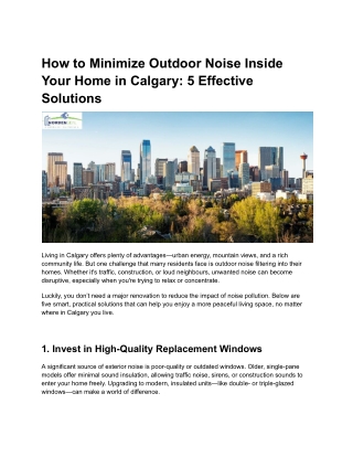 How to Minimize Outdoor Noise Inside Your Home in Calgary_ 5 Effective Solutions