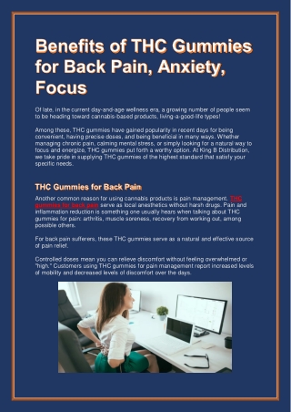 Benefits of THC Gummies for Back Pain