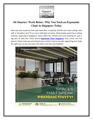 Sit Smarter, Work Better - Why You Need an Ergonomic Chair in Singapore Today