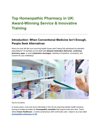 Top Homeopathic Pharmacy in UK_ Award-Winning Service & Innovative Training