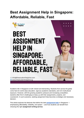 Best Assignment Help in Singapore_ Affordable, Reliable, Fast