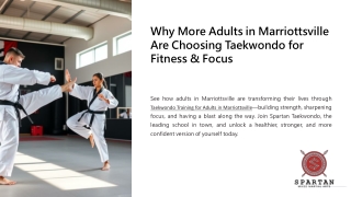 Why More Adults in Marriottsville Are Choosing Taekwondo for Fitness & Focus