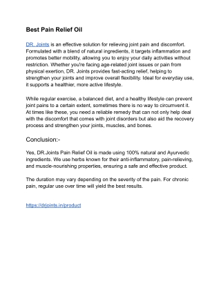 Best Pain Relief Oil