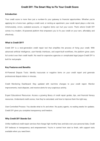 Credit DIY: The Complete Guide to Fixing Your Credit Score with AI-Powered Tools