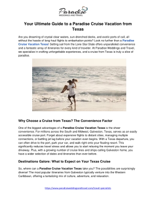 Your Ultimate Guide to a Paradise Cruise Vacation from Texas