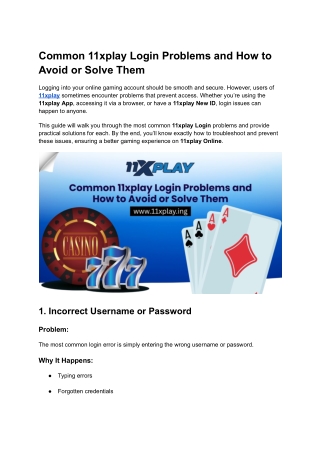 Common 11xplay Login Problems and How to Avoid or Solve Them