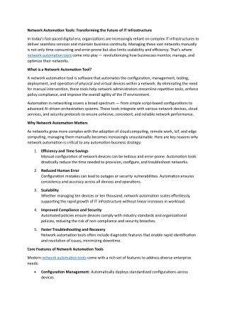 Network Automation Tools- Transforming the Future of IT Infrastructure