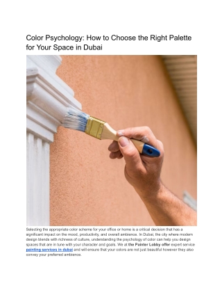 The Benefits of Hiring Professional Painters in Dubai