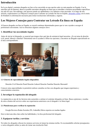 Los Mejores Consejos para Contratar un Abogado En línea en España