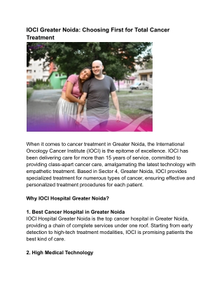 IOCI Hospital Greater Noida_ Premier Destination for Comprehensive Cancer Care