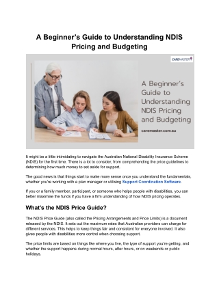 A Beginner’s Guide to Understanding NDIS Pricing and Budgeting