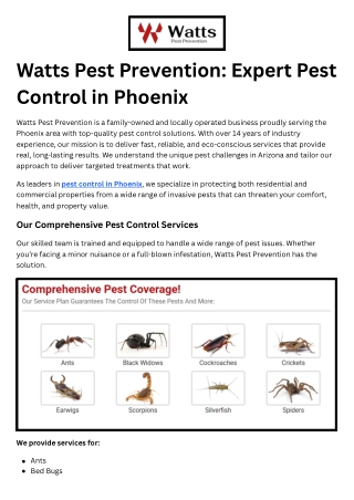 Your Go-To Resource for Pest Control in Phoenix, AZ