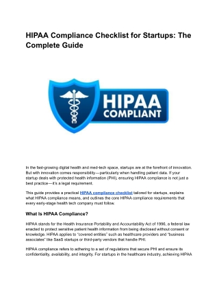 HIPAA Compliance Checklist for Startups