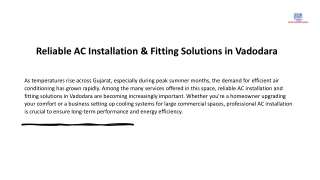 Reliable AC Installation & Fitting Solutions in Vadodara
