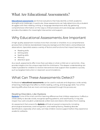 What Are Educational Assessments