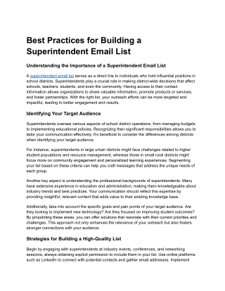 Best Practices for Building a Superintendent Email List