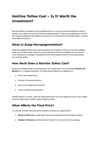 Hairline Tattoo Cost – Is It Worth the Investment