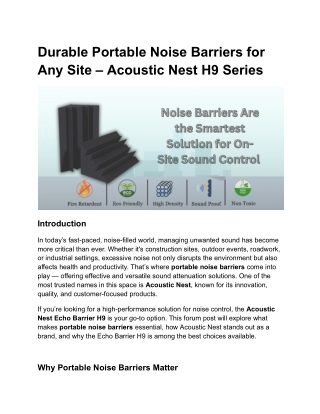 Durable Portable Noise Barriers for Any Site – Acoustic Nest H9 Series