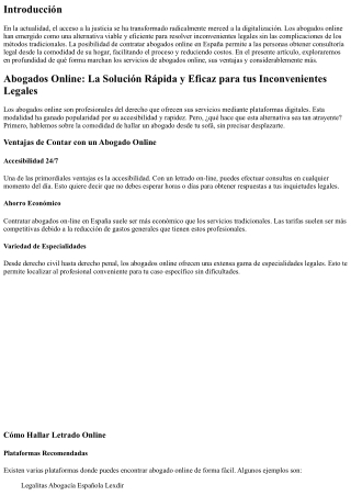 Abogados Online: La Solución Rápida y Efectiva para tus Inconvenientes Legales