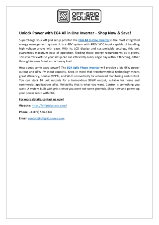 Unlock Power with EG4 All in One Inverter Shop Now & Save!