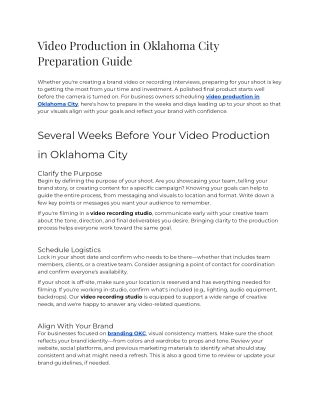 Video Production in Oklahoma City Preparation Guide