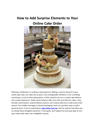 How to Add Surprise Elements to Your Online Cake Order