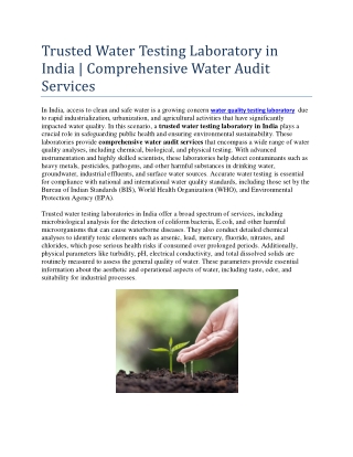 water quality testing laboratory