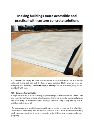 Making buildings more accessible and practical with custom concrete solutions