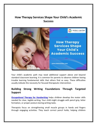 How Therapy Services Shape Your Child's Academic Success