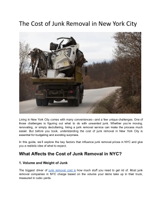 The Cost of Junk Removal in New York City